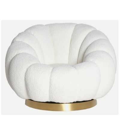 Bouclé Crest Swivel Armchair