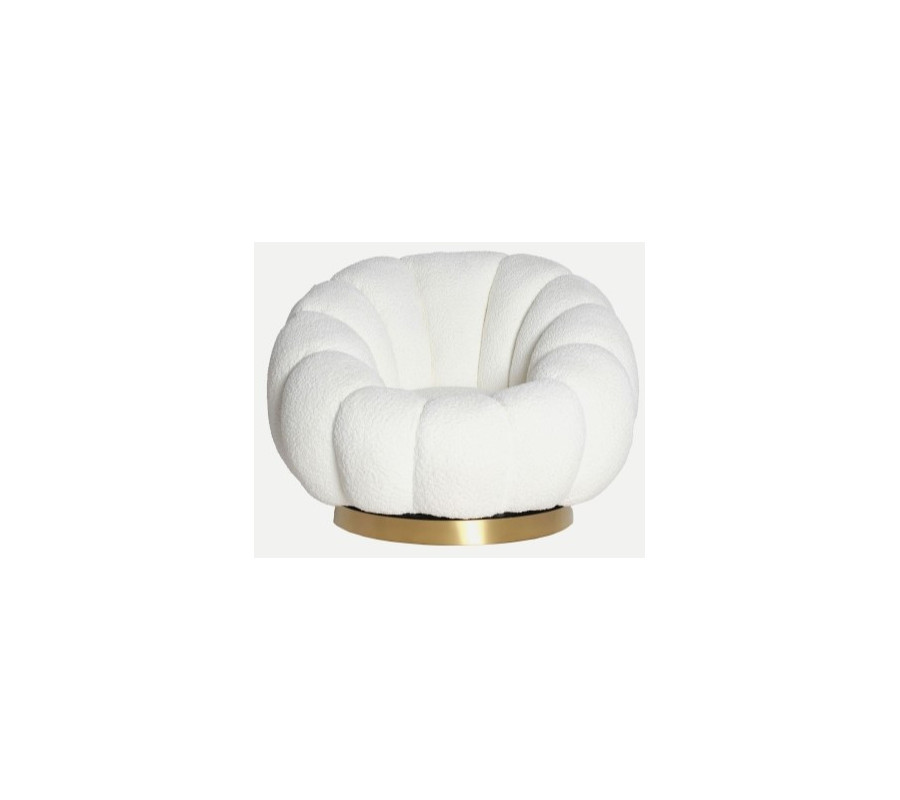 Bouclé Crest Swivel Armchair