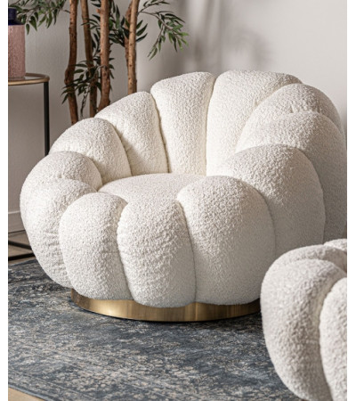 Bouclé Crest Swivel Armchair