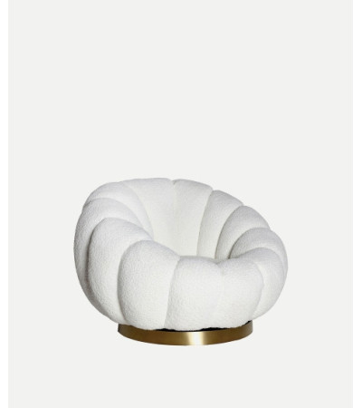 Bouclé Crest Swivel Armchair